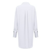 Bazyrey ženski dugi rukav ženka Henley Solid bluze modne labave tuničke košulje bijele l