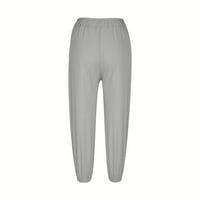 Rewentine ženske hlače Ljeto casual labavo pamuk i posteljina džepa Solid pantalone Sive 8