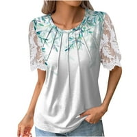 Bluza APEPAL za žene Dressy Crewneck Ruffle majice kratkih rukava Nasleđena casual labava majica Žene