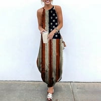 HVYesh Ženska saresi Ležerne prilike Ležerne prilike Maxi haljina Američka zastava Grafički grafički