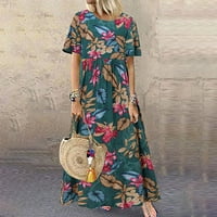 Ljetne haljine za žene Ženske haljine za odmor na plaži cvjetne tiskane maxi haljine Boho haljina džepova