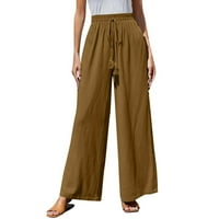 Ženska visoka struka Ležerne prilike od labave boje labave nogu hlače hlače visoke struk joga hlače