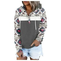 Ketyyh-Chn Womens Plus Dukseri Striped ispisani pulover s dugim rukavima Košulje Grey, S