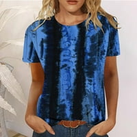 Ženski bluze s kratkim rukavima ženska plus bluza casual cvjetne ljetne košulje za posade topls plavi
