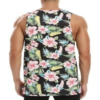 Pudcoco muškarci cvjetni print bez rukava bez rukava, labava ljetna plaža Havajski stil tenkovi