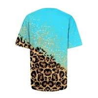 Ženska bluza od vrata Tunika Ljetni casual majica kratkih rukava Leopard grafički majica majica Sky
