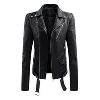Juebong kaputi i jakne za žene modni reverski ovratnik dugmeta motocikl PU kožna jakna koža kratki kaputi