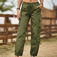 Ljetni novi džepni zavoj ravni elastični struk modne ležerne hlače pune dužine