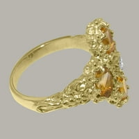 Britanci napravio 9k žuto zlatni kubični cirkonijski i citrinski ženski prsten od izjave - Veličine