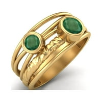 Okrugla smaragdna ručno rađena splitska ručna benda sterling srebrni zlatni Vermeil dvostruki kamen