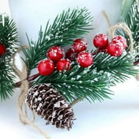Uzvišenost crvene bobice stabljike Pine Podružnice Evergreen Božićne bobice Dekor umjetni borovi konus