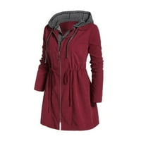 DRPGunly zimski kaputi za žene, modni patchwork s kapuljač s kapuljačom plus patentni zatvarač kaput