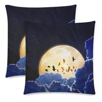 Night Sky Moon Stars Flying gavrani vrane bacaju jastučni jastučni poklopac jastuk COUVER, set od 2