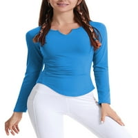 Capreze Dame Workout Top dugih rukava Yoga T-majice V izrez TEE Prozračna blusa Solid boja majica jezera