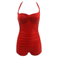 Žene seksi bikini set Solid natkriveni push-up podstavljeni kupaći kupaći kostim spojeni crveni xxl