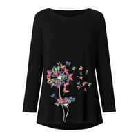 PXIAKGY Bluze za žene Žene vrhovi dnevno casual top crna + xl
