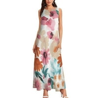 Ženske ljetne haljine udobne maxi za pogodne labave elegantne dugih rukava Split plaža cvjetna haljina