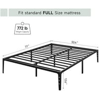 Metalna platforma Kreveti W Teška zaklanja čeličnog slamog madraca, puna, crna