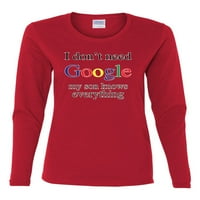 Ne trebate Google moj sin zna sve ženska grafička majica dugih rukava, crvena, srednja