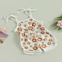 Bagilaanoe Toddler Baby Girl Kombi zumbe za kratke hlače bez rukava Floral PLAJNE ROMPER KOMPLETE 3T