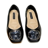 GOMELLY WOGE FLATS Kvadratni natikači nožnih prstiju kliznu na ravne cipele Lagana haljina cipele dame