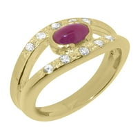 Britanci napravio 18k žuto zlato prirodno rubin i dijamantni ženski prsten - veličine opcija - veličine