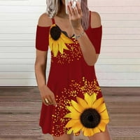 Ženska ljetna cvjetna haljina za mišiće Ženska ljetna majica Tuničke trake s kratkim rukavima haljine