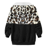 Uhdy zimski jakne kaputi za žene, žene zimske tople plus fleese casual leopard stil patentni kardigan