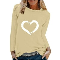 Srčane majice za žene za žene Ležerne prilike sa dugim rukavima Grafički pulover Dukseri Lagana lagana