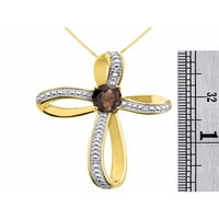 Dijamant i dimljiv kvarcni privjesak ogrlica postavljena u 14K žutom zlatu sa 18 lancem LP5311SQY-E