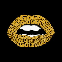 Pop Art ženska labava fit Dolman Cut Word Art Majica - Zlatni kopač usana