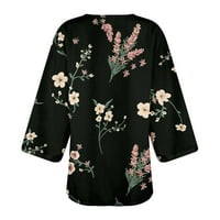 Ženski kardigan tri četvrtine rukava kimono labavi poklopac modna cvjetna bluza za bluzu na vrhu kardigan