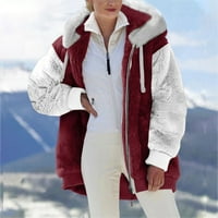 Ženski kratki kaputi za kratki kaput kontrastni boja dugih rukava za slobodno vrijeme patentni patentni