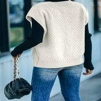 Ženski džemper prsluk bez rukava s kratkim bojama pune boje, casual preveliki ples