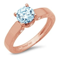 1.06ct okrugli rez plavi simulirani dijamant 18K 18K ruže Gold Gold Anniverment Ring Veličina 11