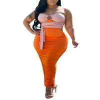 Ženska haljina za bodycon, tanka fit color kontrast van ramena plutane šuplje grudi elastične ogromne
