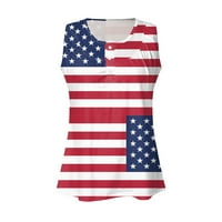 Dan nezavisnosti Žene Tee Plus Veličina Amerikanac 4. jula tiskani V-izrez kratkih rukava majica Dugme