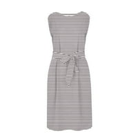 Ljetne haljine za žene bez rukava čvrstoća moda srednje dužine A-line kralježnice kafa 3xl