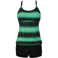 Ženski ljetni kupaći kostimi Ispis Strappy Back Tankini Set dva plivača zelena 10