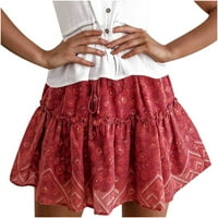 Suknje za žene Štampanje patchwork modne žene Ljeto Ležerne prilike za ispis ruffles a-line nagnuta