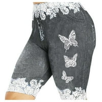 Hlače za žene Trendi kratke hlače Jean maslac Fly Jeggings Denim printom plus pantalone veličine