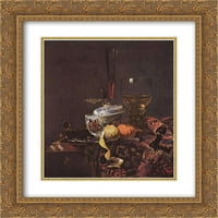 Willem Kalf Matted Gold Ornate uokvirene umjetnosti 'Mrtva Život sa staklenim posudom i porculanskim