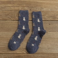 Dyfzdhu Žene Jesen Zimska cijev čarape Slatka mačka Retro modne termičke čarape Prozračne udobne čarape
