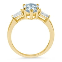 2. CT sjajan rez kruška simulirani plavi dijamant 14k žuto zlato Trobotan prsten s 0,25