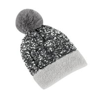 Modne žene Ležerne prilike za zimu Toplo Knit Ski Beanie Ball Hat Ski Crochet Cap Berets Siva