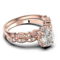 Art Deco 2. Carat ovalni rez Diamond Moissanite Classic Angažman prsten, halo vjenčani prsten u 10K