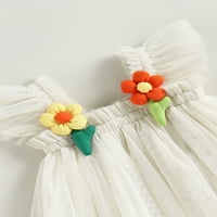 Jedno otvaranje dječjih dječjih djevojaka mreža ruffle haljina cvijeća dekor muta rukav tutu haljina