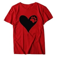 T majice za žene Grafički vintage kratki rukavi O-izrez za ispis srca u obliku srca Casual Tops bluza
