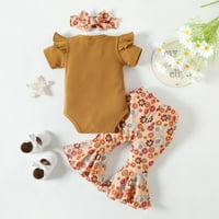Miluxas Clearence Toddler Kids Baby Girls Fashion Slatki slatki cvijet Print Ruffles Flared hlače Odjeća