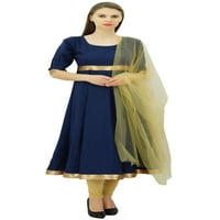 Atasi ženski dizajner Anarkali plavi rukav haljina za odijelo set haljina-22